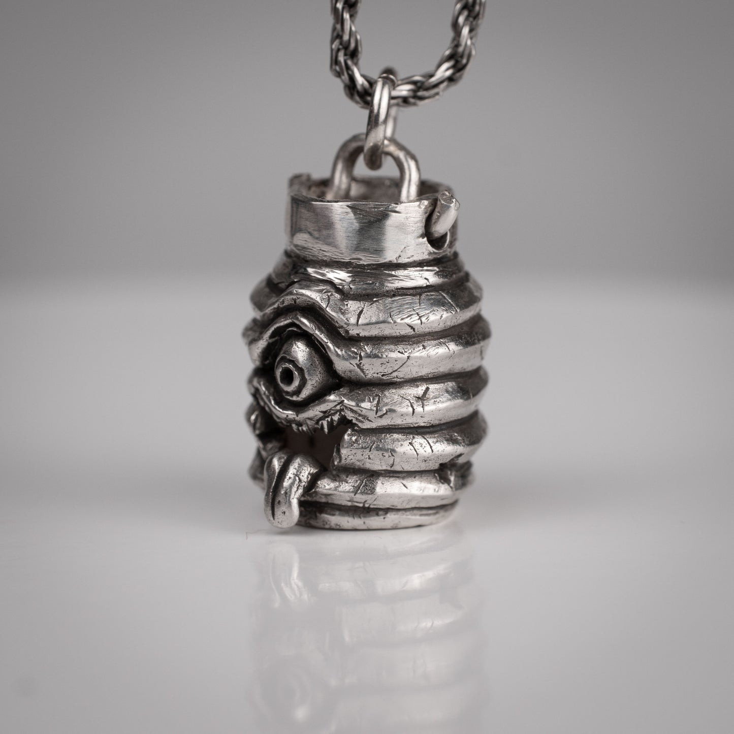 Handmade Chochin Obake Pendant in Sterling Silver 925 - Unique Japanese Ghost Jewelry | Artisan Craft