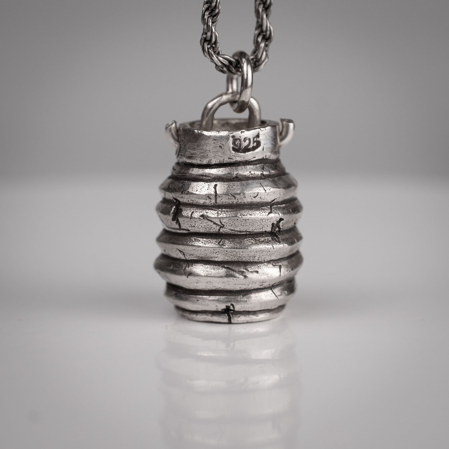 Handmade Chochin Obake Pendant in Sterling Silver 925 - Unique Japanese Ghost Jewelry | Artisan Craft