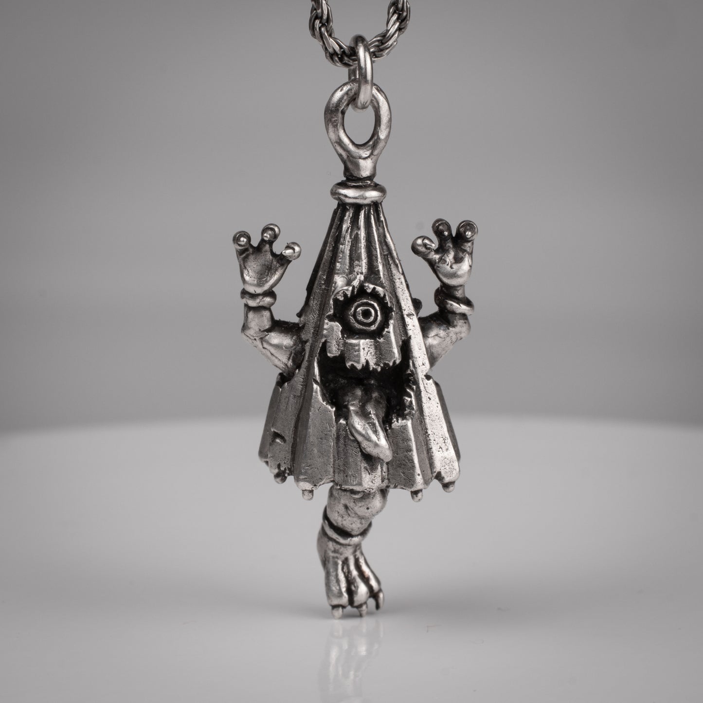 Handmade Karakasa Pendant in Sterling Silver - Unique Japanese Yokai Jewelry | Artisan Craftsmanship