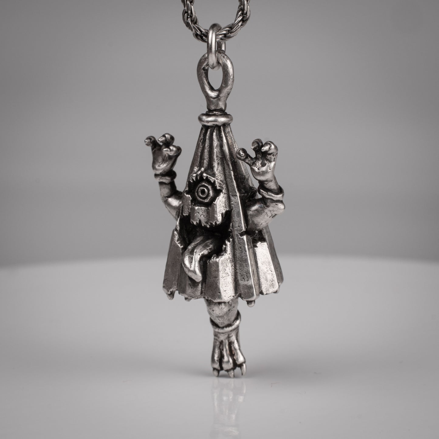 Handmade Karakasa Pendant in Sterling Silver - Unique Japanese Yokai Jewelry | Artisan Craftsmanship