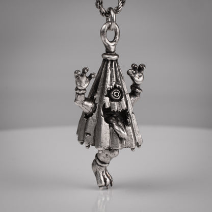 Handmade Karakasa Pendant in Sterling Silver - Unique Japanese Yokai Jewelry | Artisan Craftsmanship