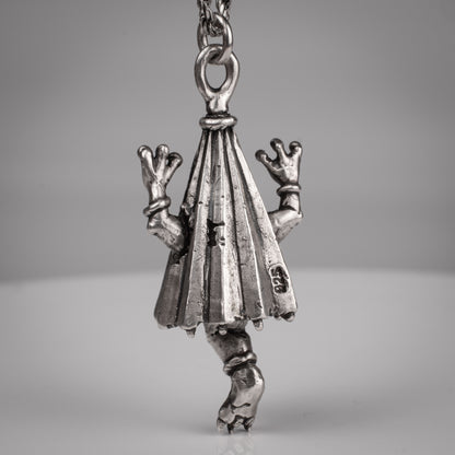 Handmade Karakasa Pendant in Sterling Silver - Unique Japanese Yokai Jewelry | Artisan Craftsmanship