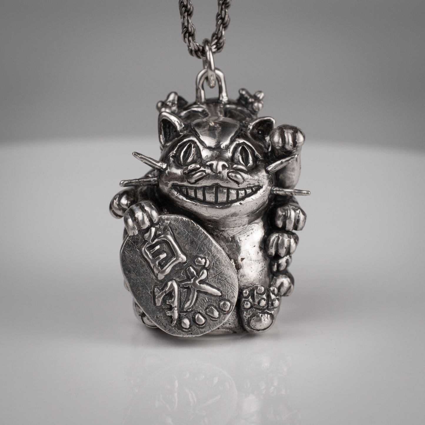 Catbus Manekineko Silver Pendant - Handmade Jewelry Inspired by Miyazaki | Unique Lucky Charm