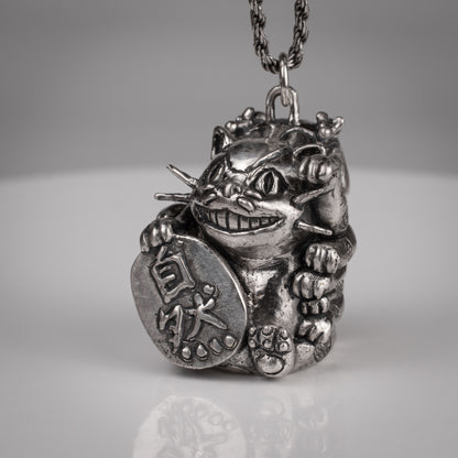 Catbus Manekineko Silver Pendant - Handmade Jewelry Inspired by Miyazaki | Unique Lucky Charm