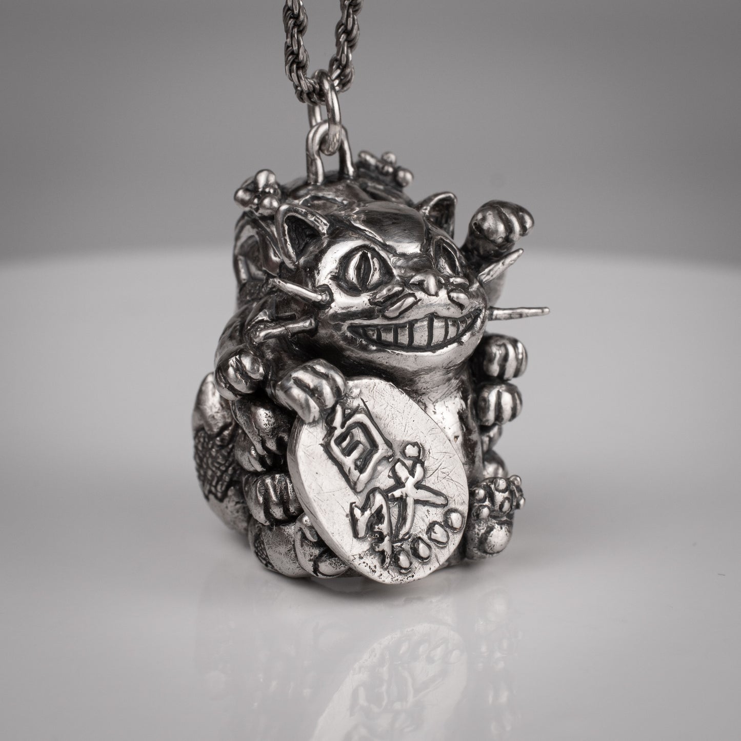 Catbus Manekineko Silver Pendant - Handmade Jewelry Inspired by Miyazaki | Unique Lucky Charm