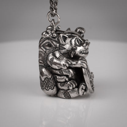 Catbus Manekineko Silver Pendant - Handmade Jewelry Inspired by Miyazaki | Unique Lucky Charm