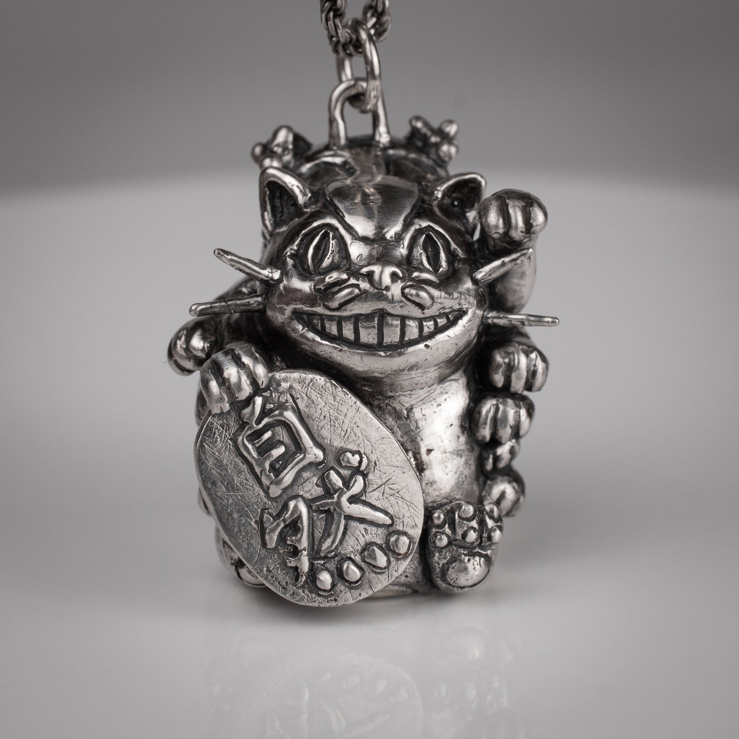 Catbus Manekineko Silver Pendant - Handmade Jewelry Inspired by Miyazaki | Unique Lucky Charm