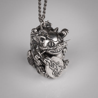 Catbus Manekineko Silver Pendant - Handmade Jewelry Inspired by Miyazaki | Unique Lucky Charm