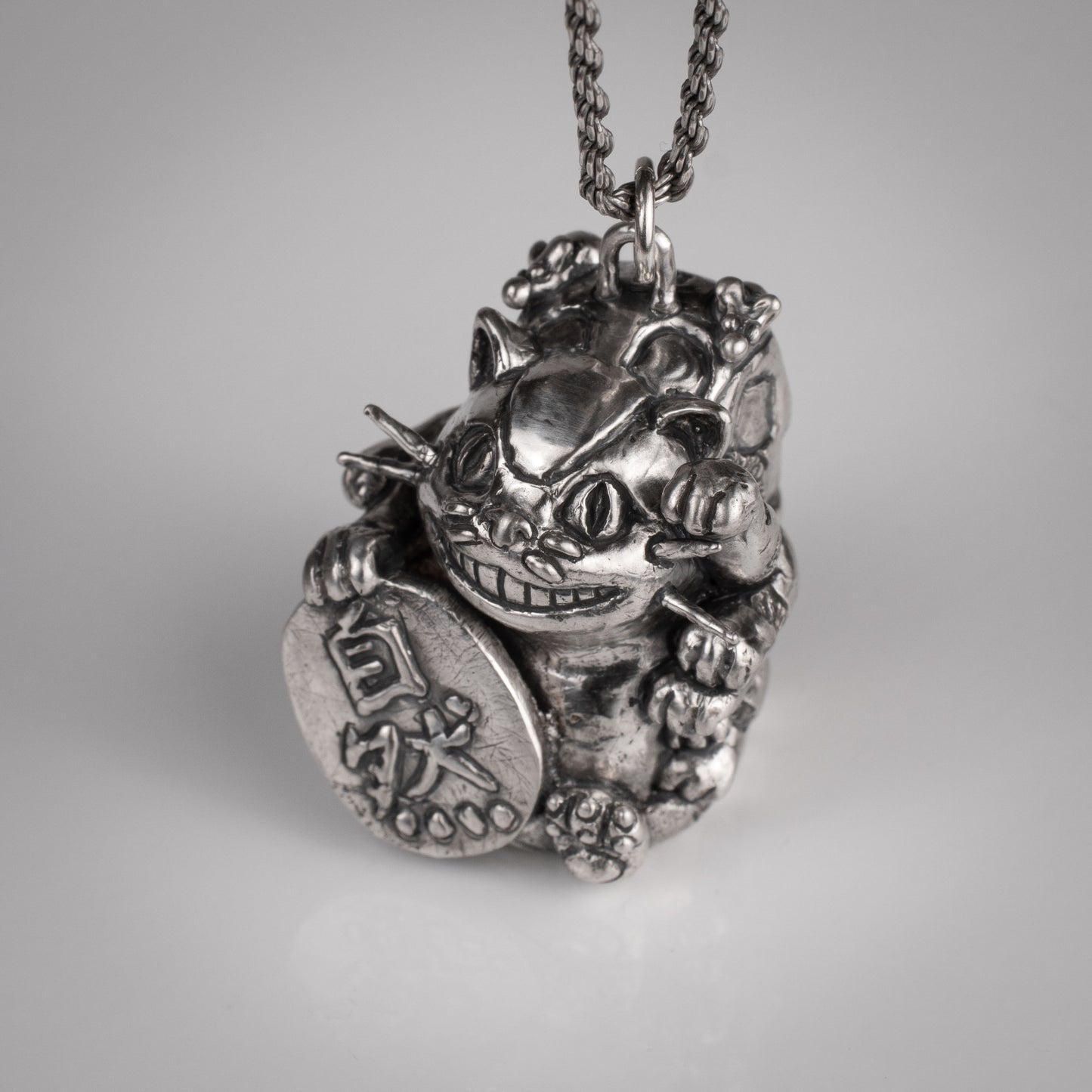 Catbus Manekineko Silver Pendant - Handmade Jewelry Inspired by Miyazaki | Unique Lucky Charm