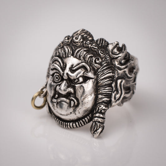 Fudo Myo-O Buddha Ring – Handmade Sterling Silver 925 with 18kt Gold