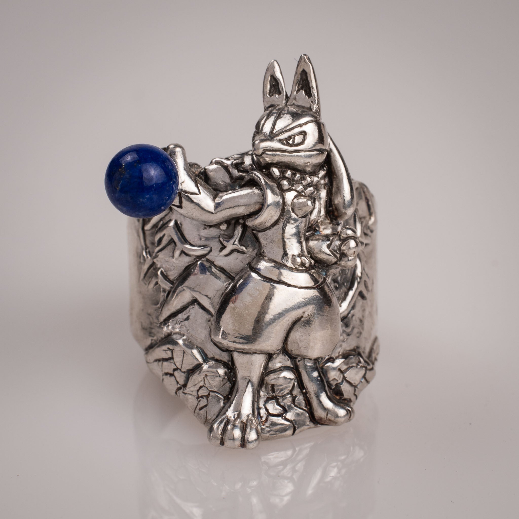 Lucario Aura Sphere – Handmade Silver 925 Pokémon with Lapis Lazuli