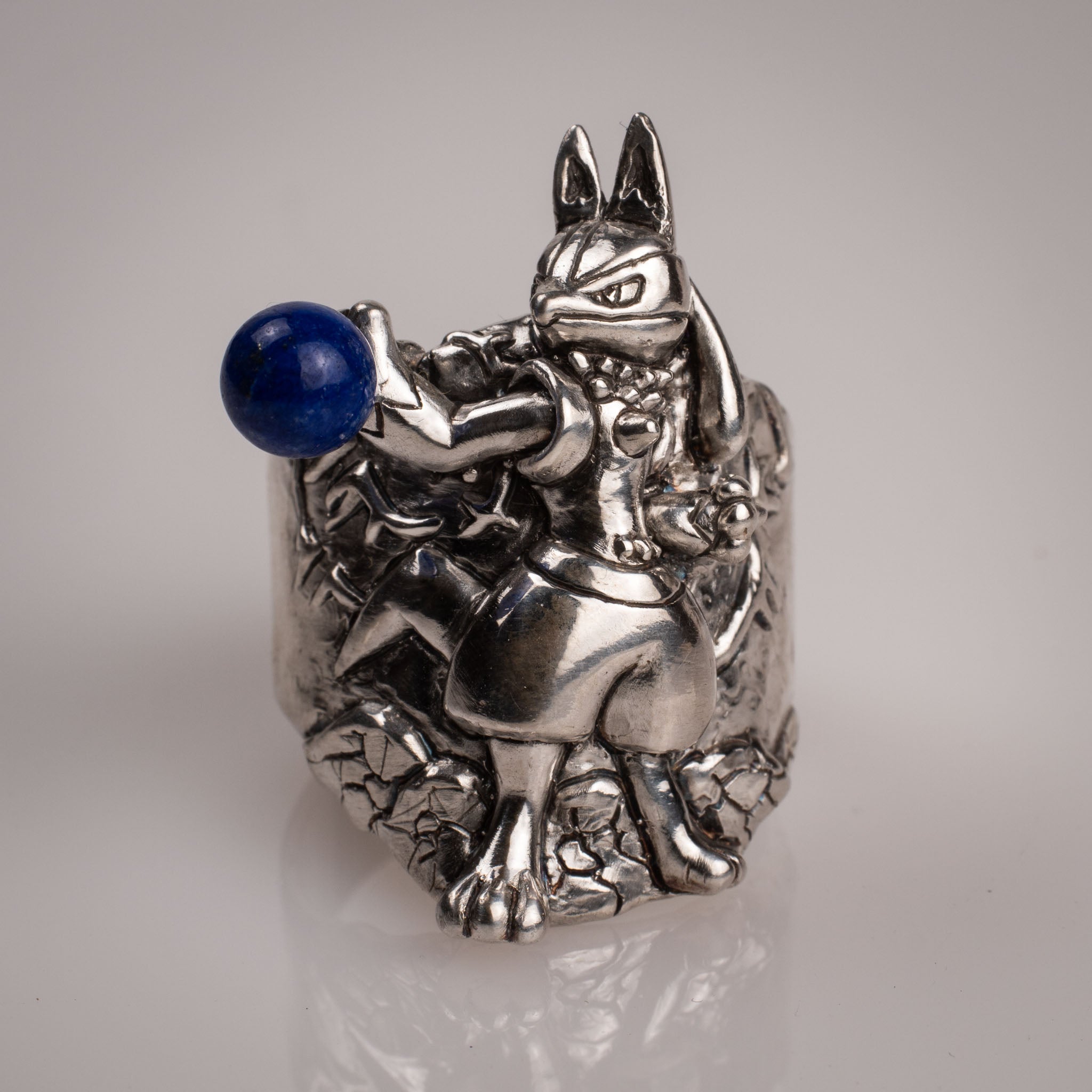 Lucario Aura Sphere – Handmade Silver 925 Pokémon with Lapis Lazuli