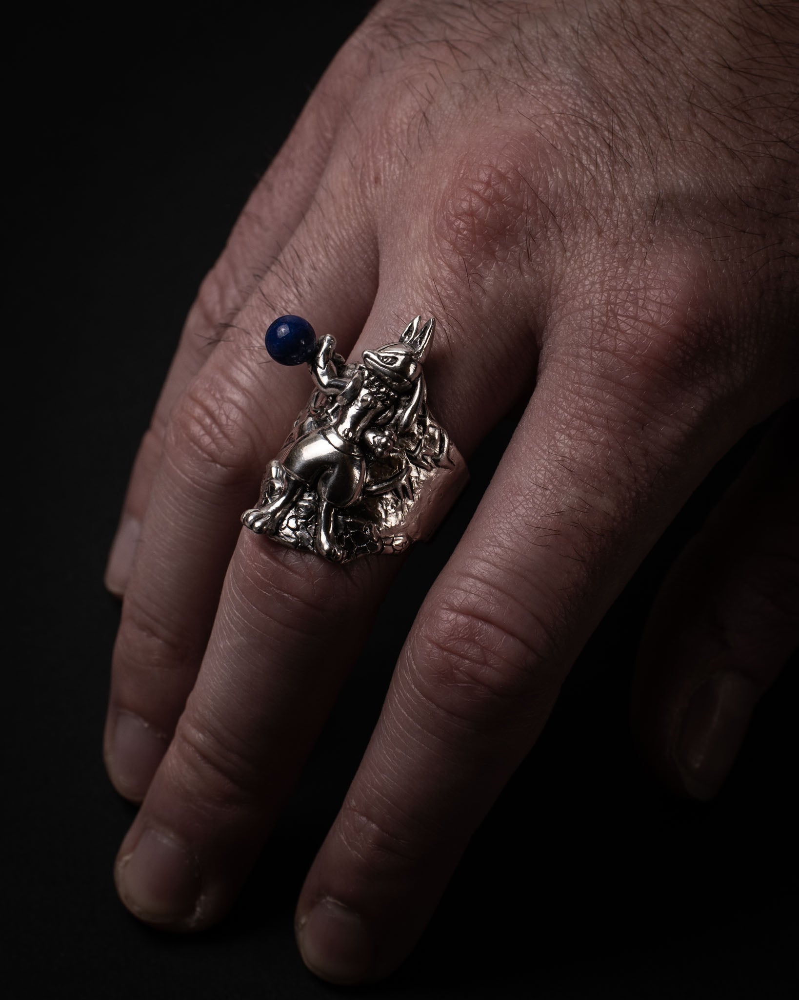 Lucario Aura Sphere – Handmade Silver 925 Pokémon with Lapis Lazuli