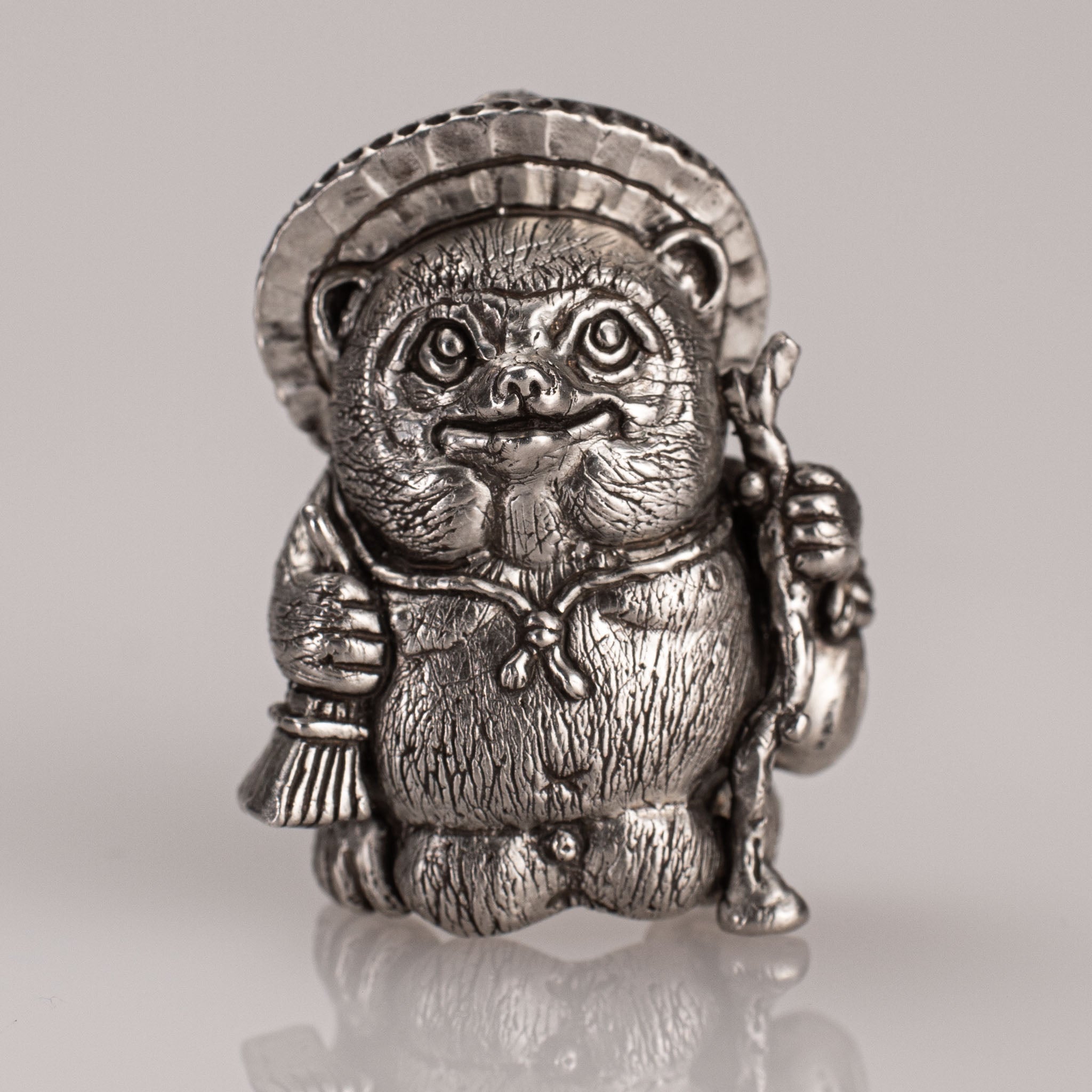 Tanuki Pendant – Japanese Joy Spirit Folklore in Sterling Silver 925