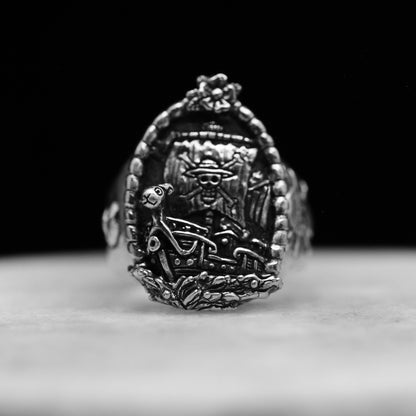 GOING MERRY Sailing Ship Handmade Silver Ring