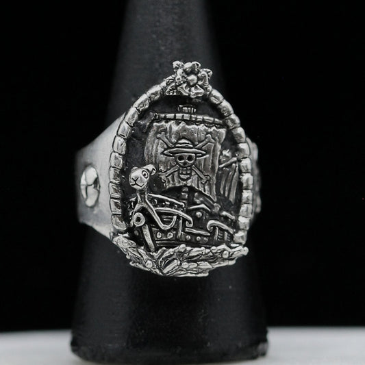 GOING MERRY Sailing Ship Handmade Silver Ring