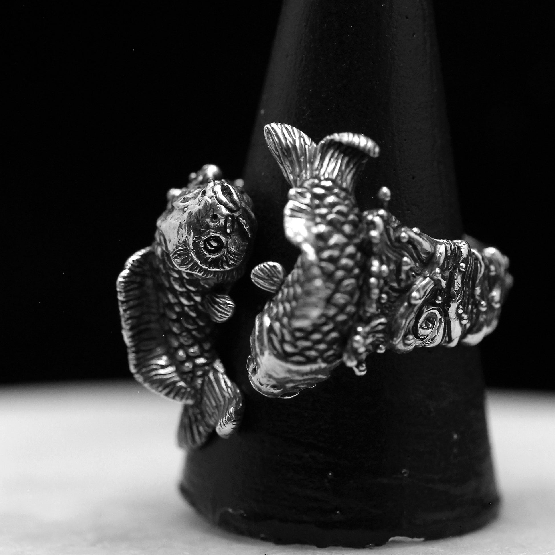 Men's 925 Silver Trendy Koi Fish Decor Ring, For Daily Wear, Gift For Party Holiday Birthday Anniversary