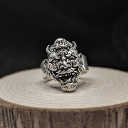 ONI DEMON / SAGE - Duality of Evil and Wisdom, 925 Sterling Silver Ring