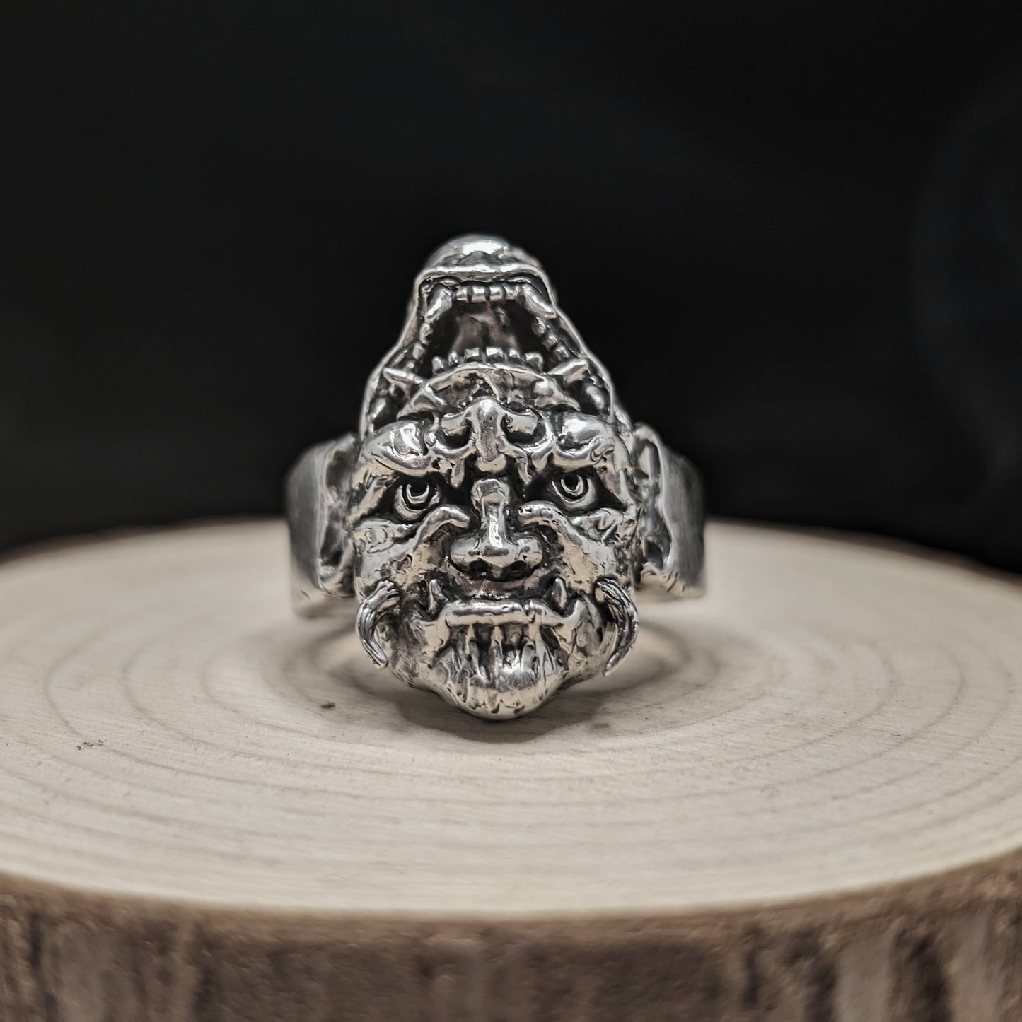 ONI DEMON / SAGE - Duality of Evil and Wisdom, 925 Sterling Silver Ring