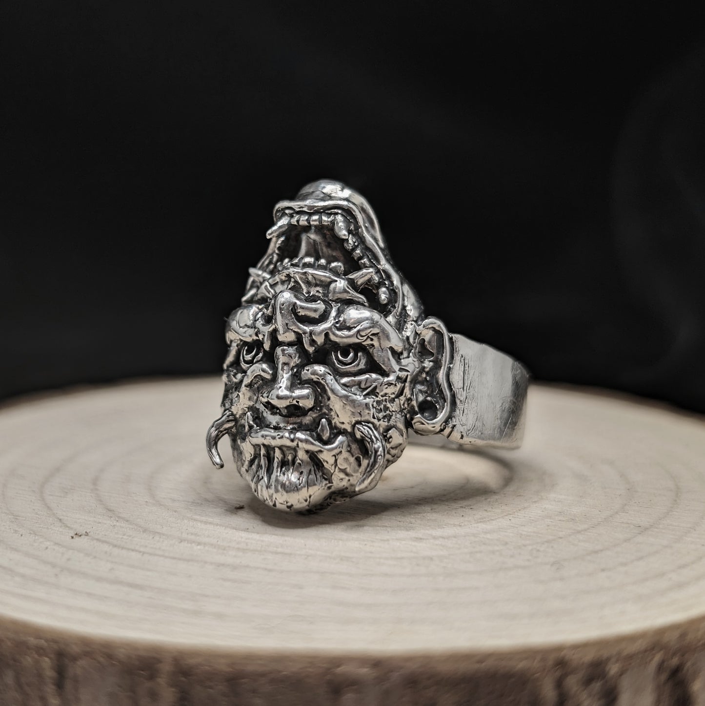 ONI DEMON / SAGE - Duality of Evil and Wisdom, 925 Sterling Silver Ring