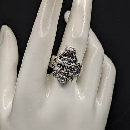 ONI DEMON / SAGE - Duality of Evil and Wisdom, 925 Sterling Silver Ring