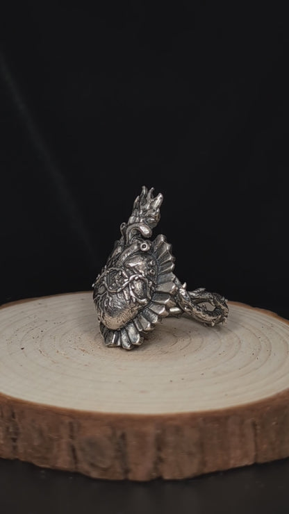 ANATOMICAL SACRED HEART Handmade Silver 925 Ring