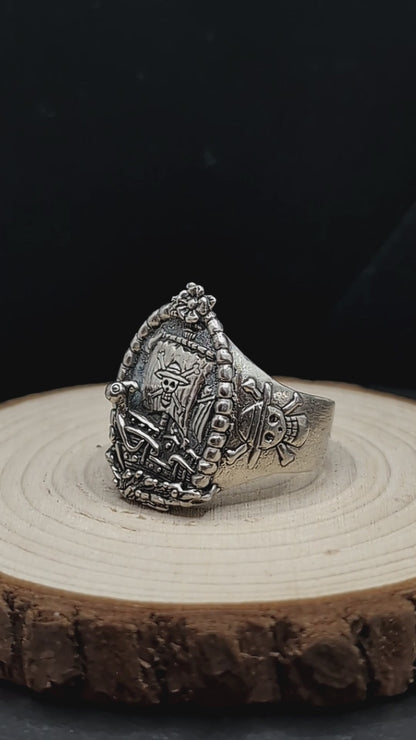 GOING MERRY Sailing Ship Handmade Silver Ring