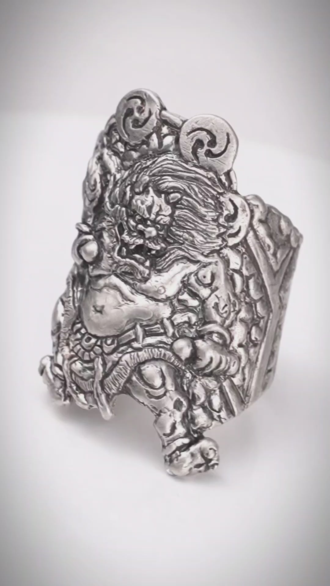 Raijin Ring – Japanese Thunder God in Sterling Silver 925 | KaijuLab