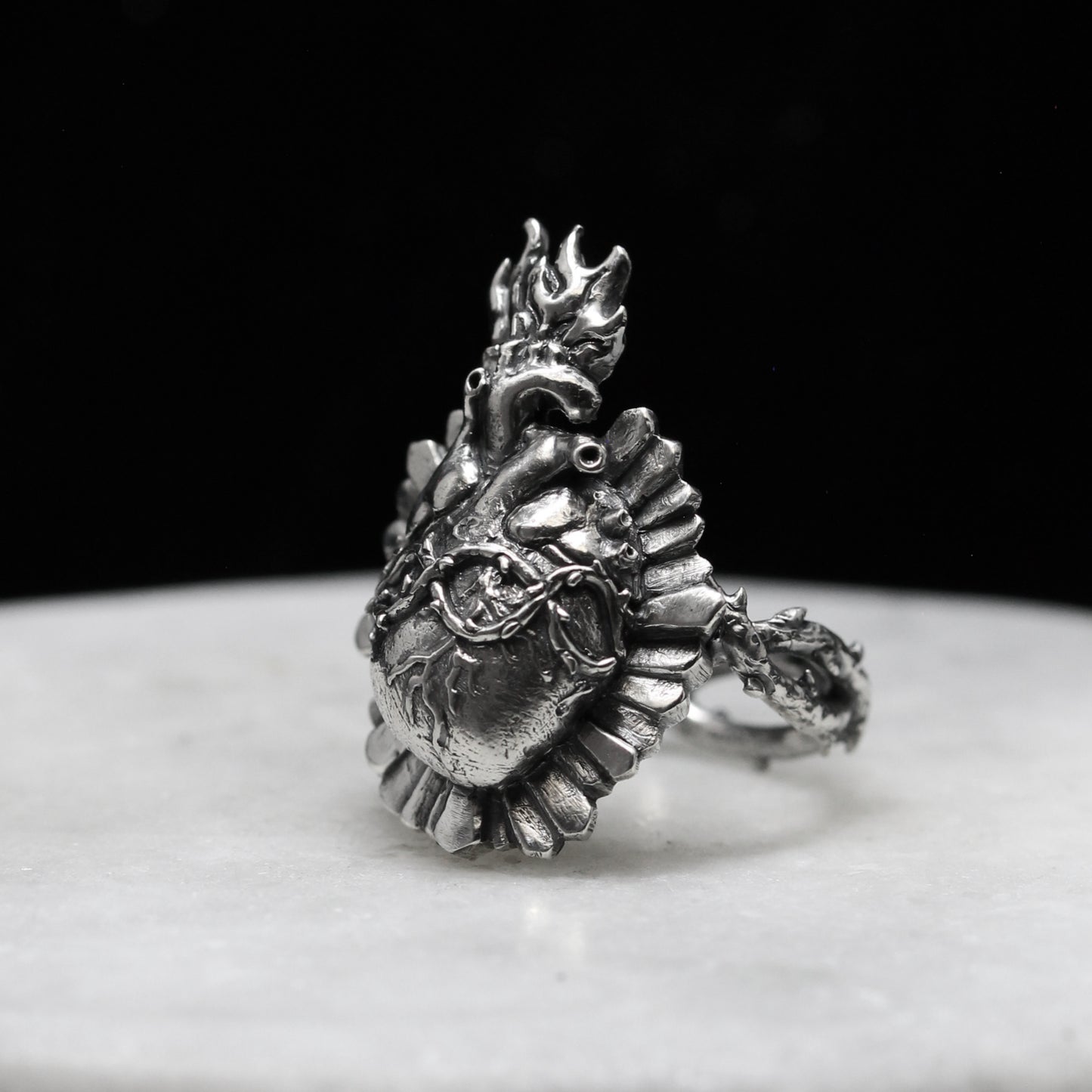 ANATOMICAL SACRED HEART Handmade Silver 925 Ring