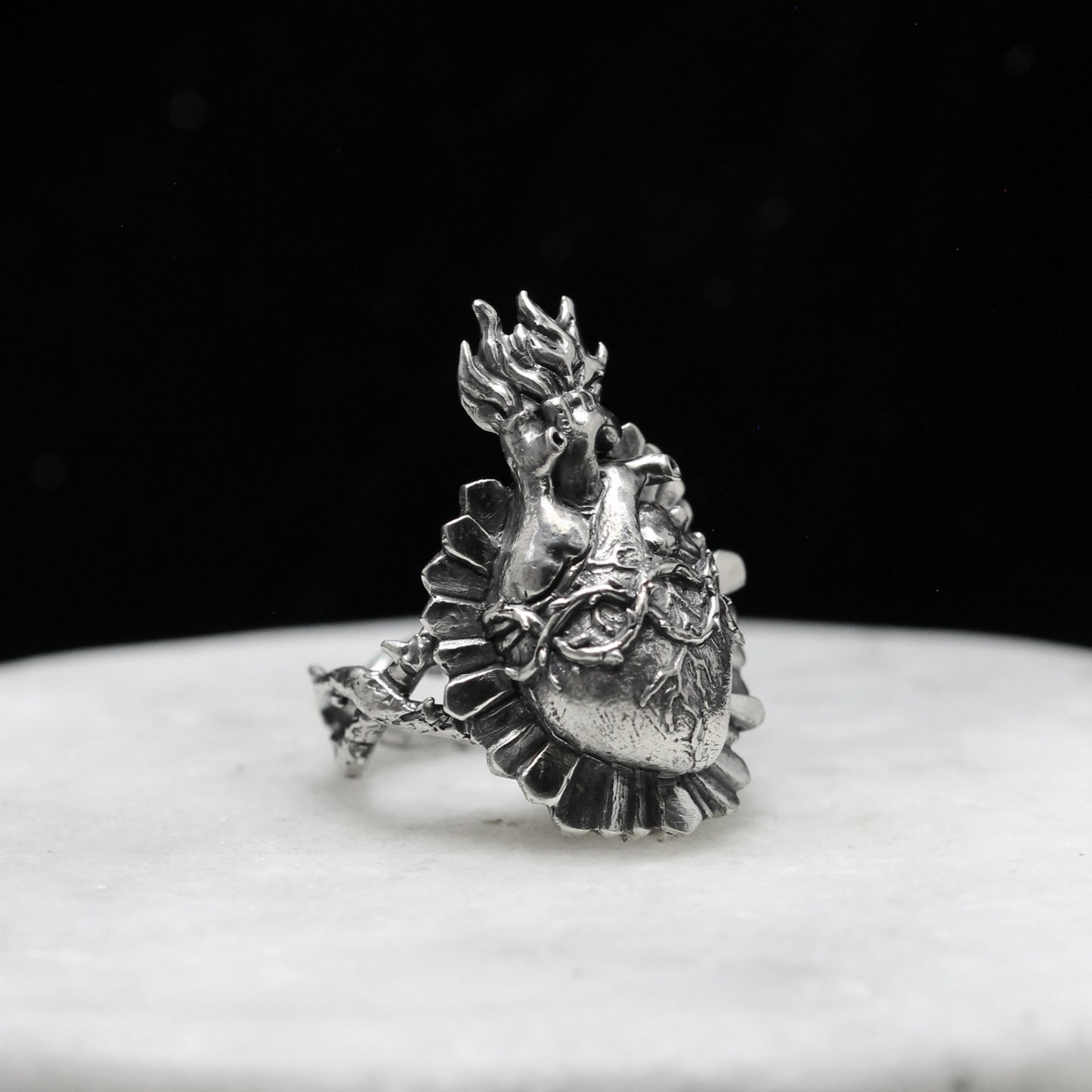 ANATOMICAL SACRED HEART Handmade Silver 925 Ring