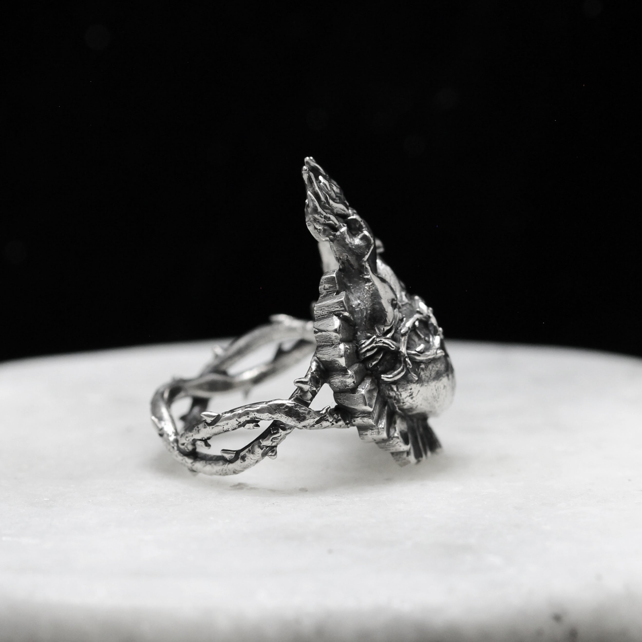Anello Sacro Cuore Anatomico – Accessorio Gotico Argento 925 