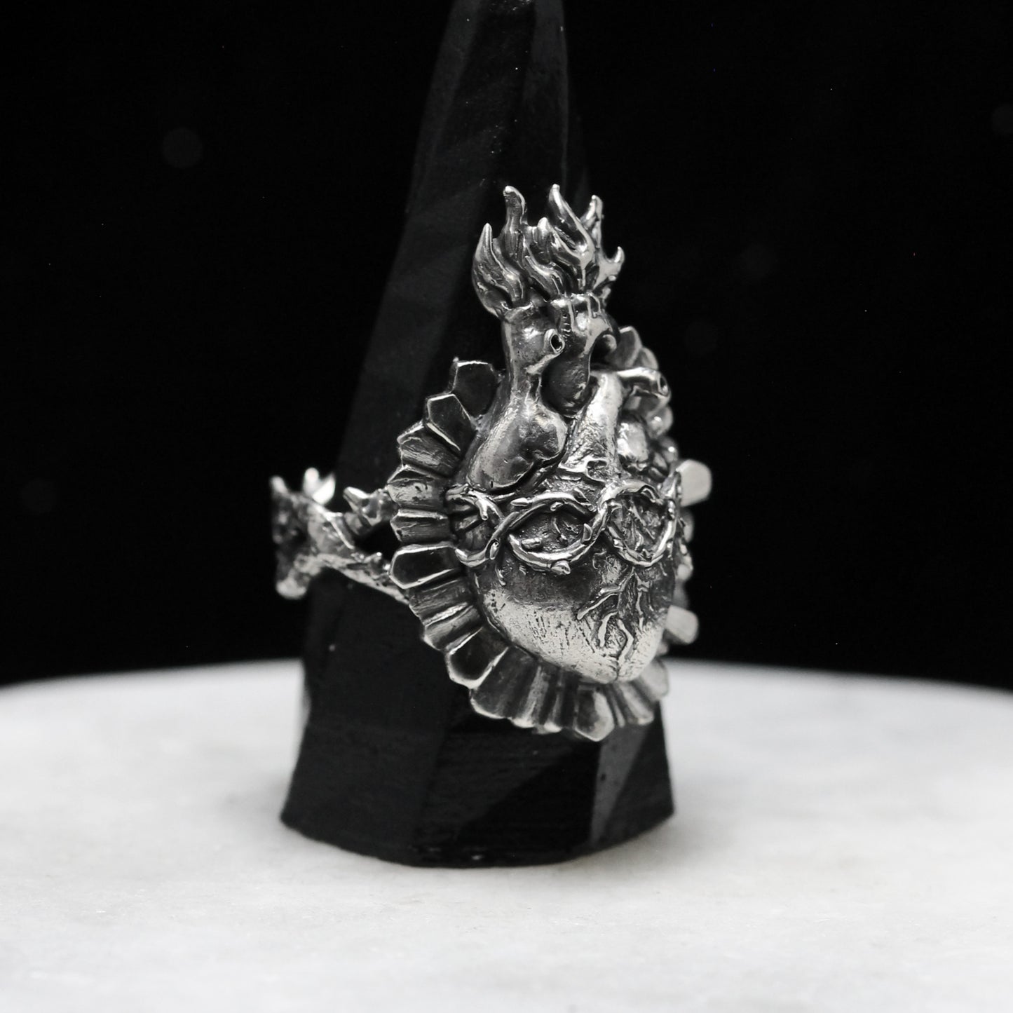 ANATOMICAL SACRED HEART Handmade Silver 925 Ring