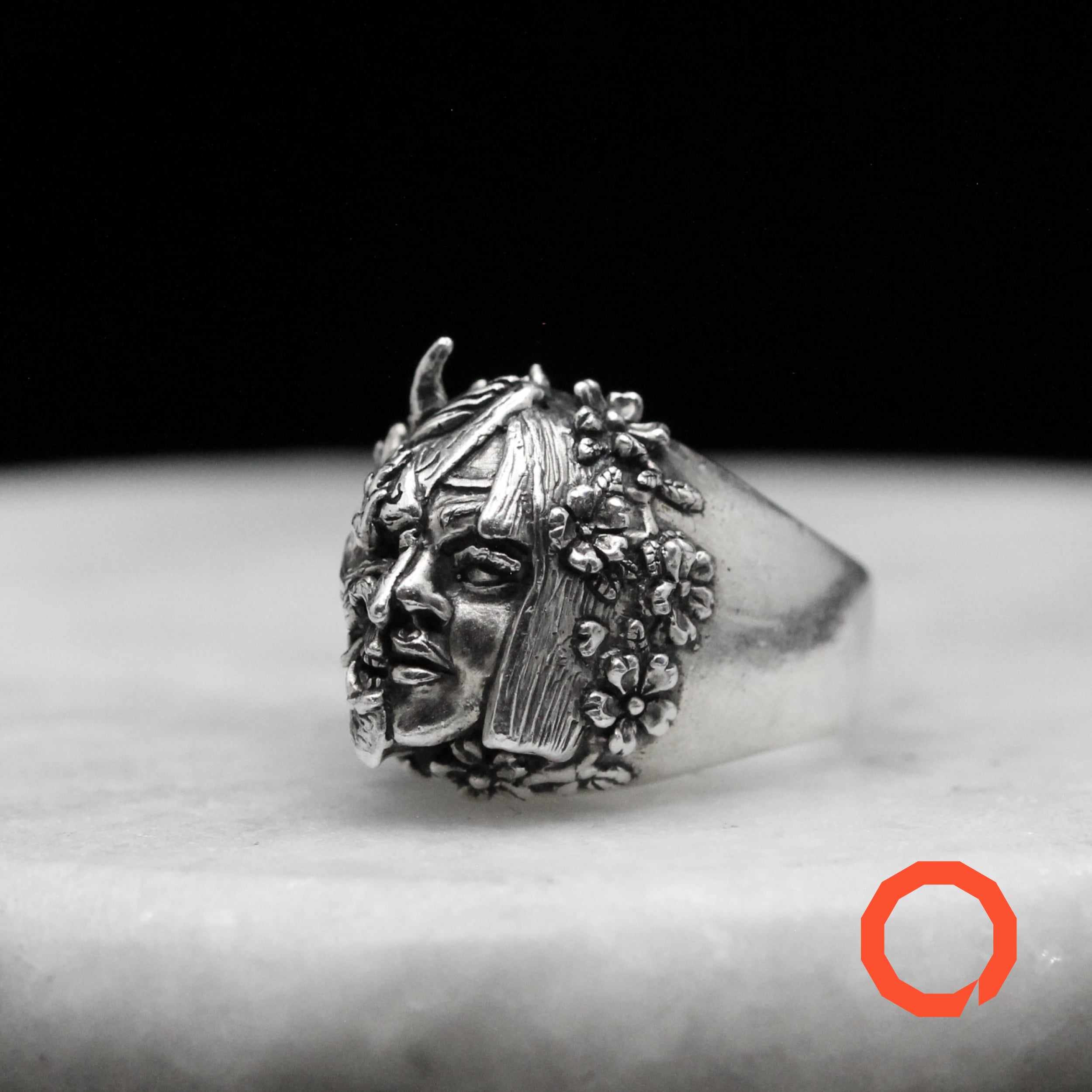 Anello Demone Ragazza/Hannya – Yokai di ispirazione giapponese fatto a mano in argento Sterling 925