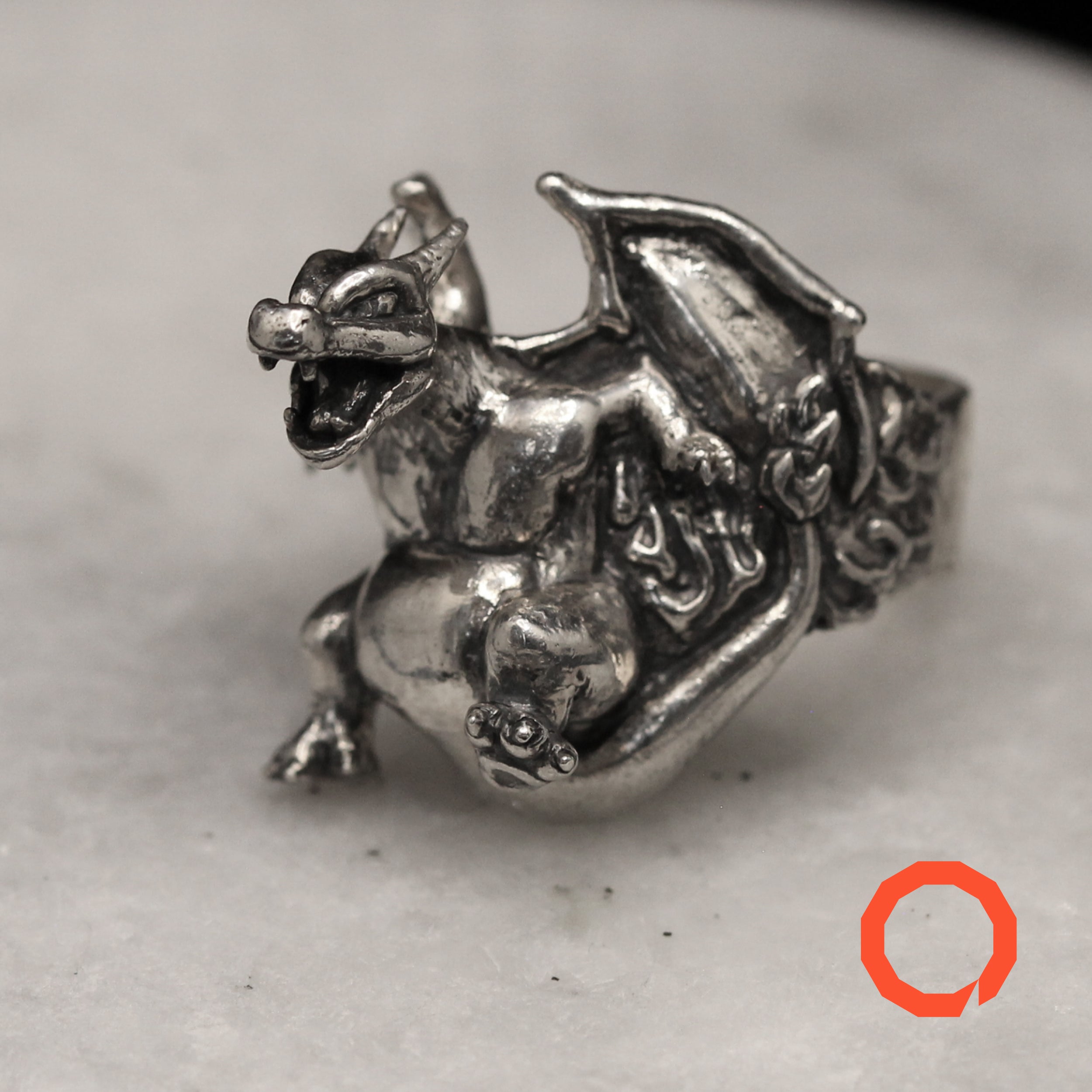 Charizard Ring –  Pokémon-Inspired Jewelry Handmade in Sterling Silver 925