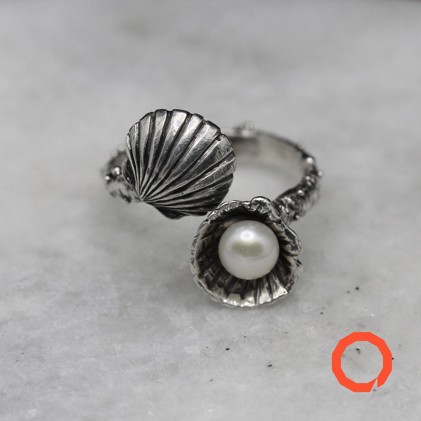 SHELL with PEARL Handmade Silver Ring