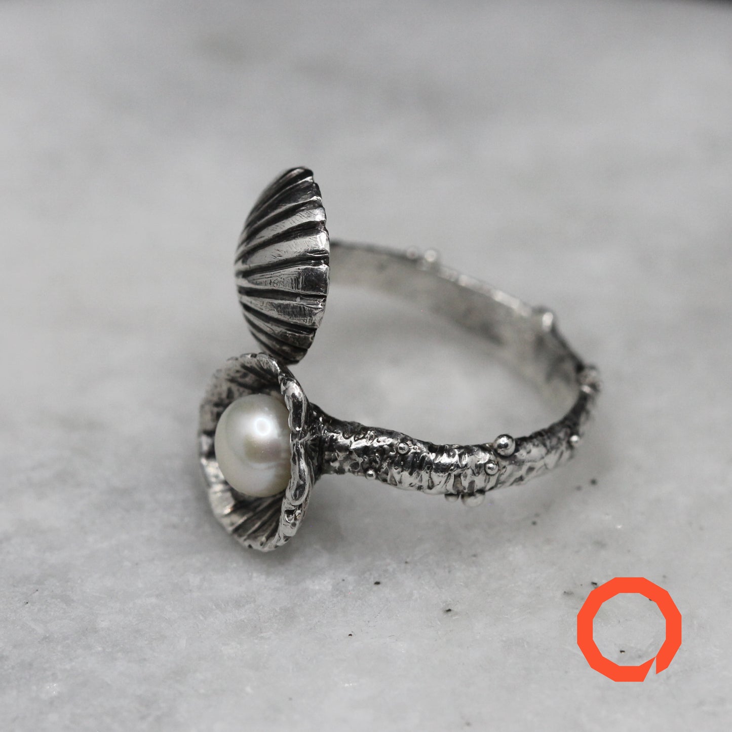 SHELL with PEARL Handmade Silver Ring