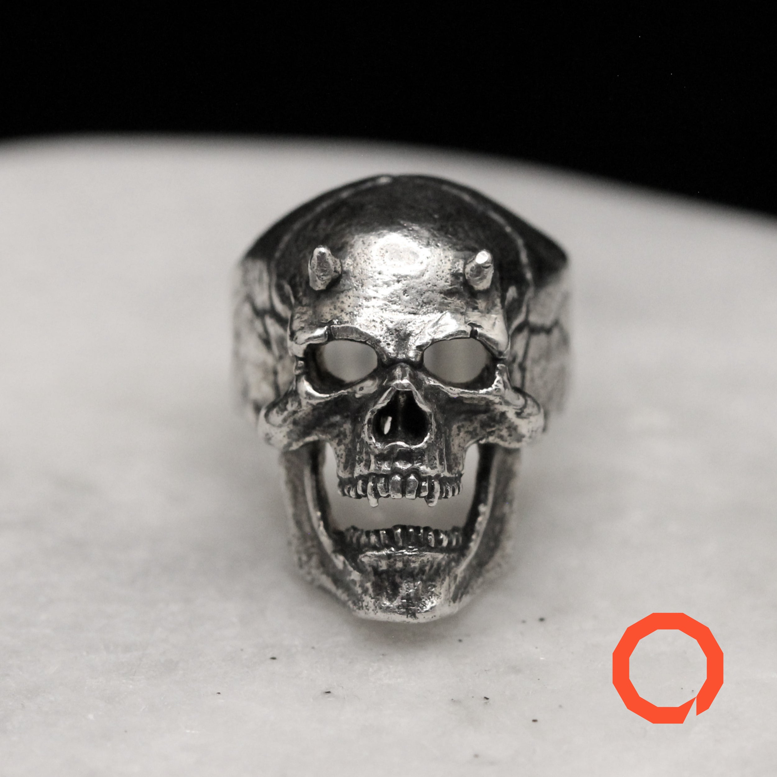 Devil Skull Ring – Gothic Jewelry Handmade in Sterling Silver 925