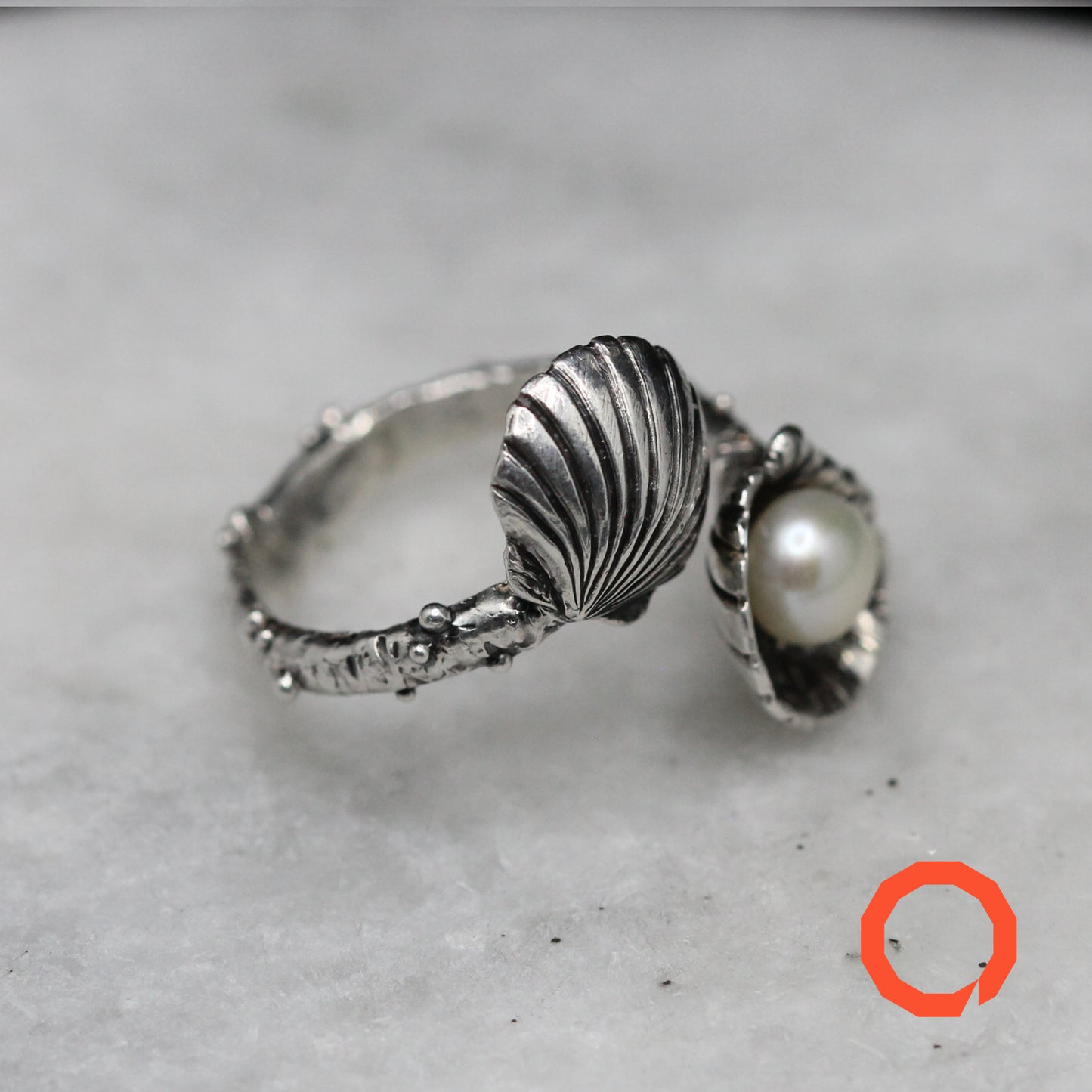 SHELL with PEARL Handmade Silver Ring