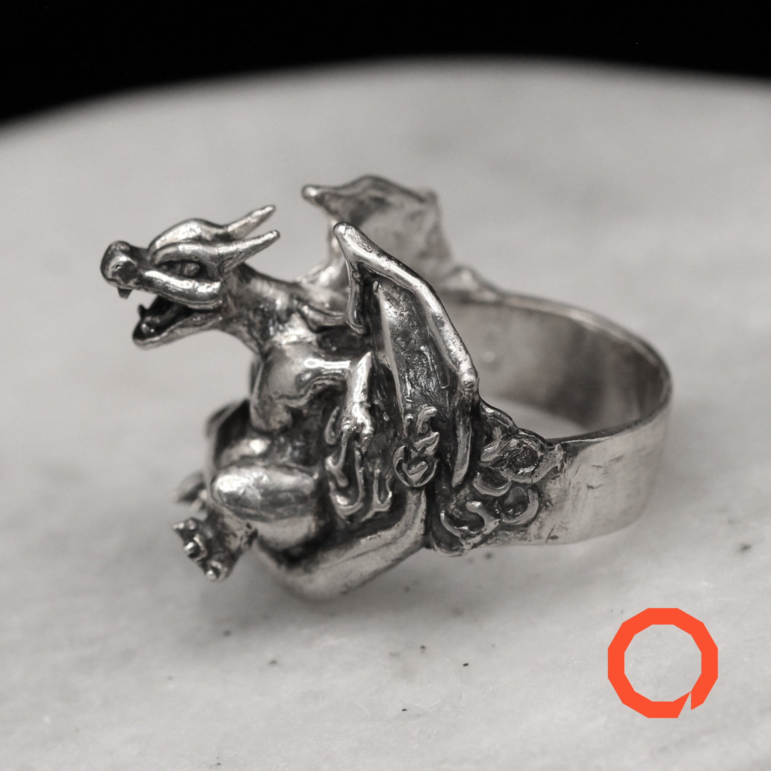Charizard Ring –  Pokémon-Inspired Jewelry Handmade in Sterling Silver 925