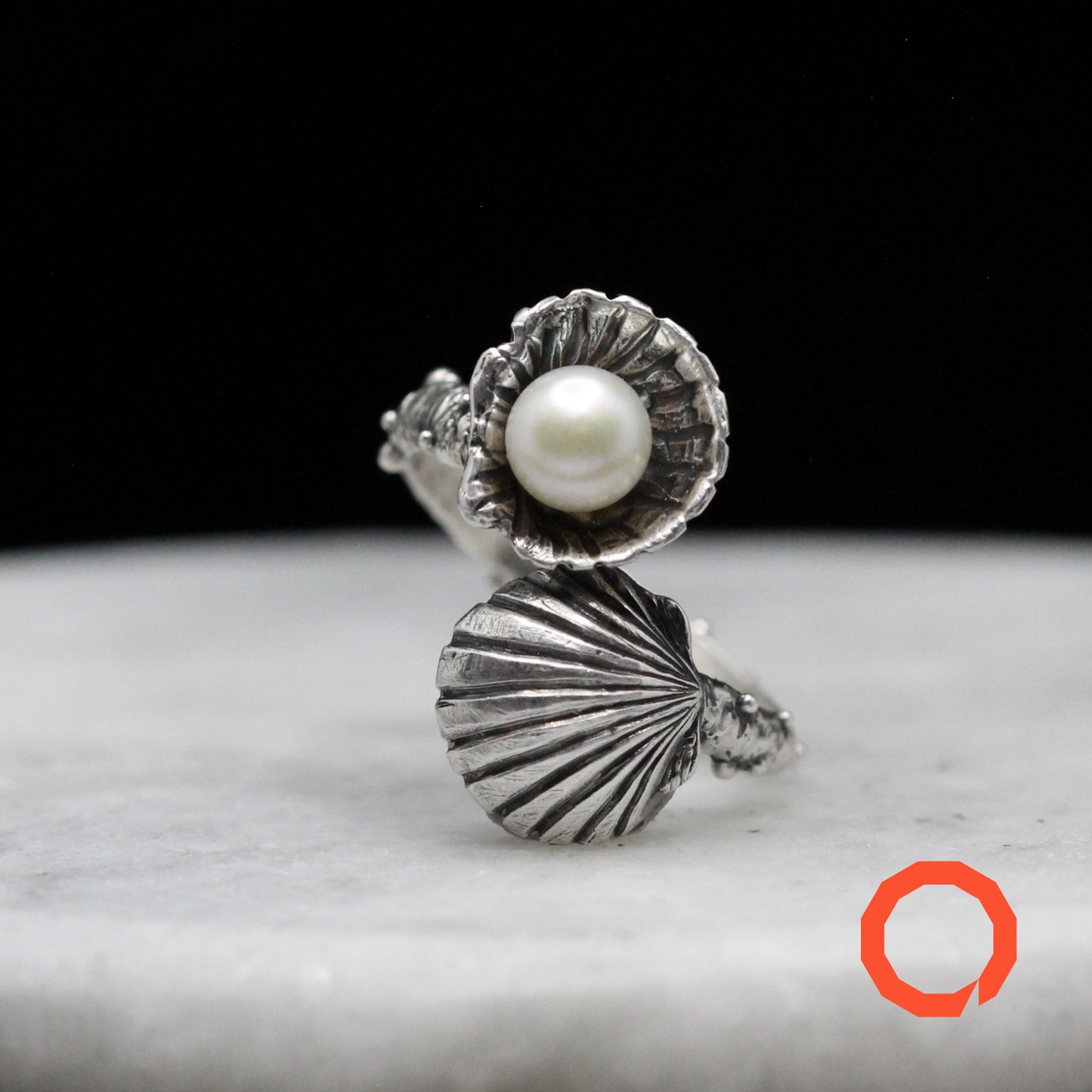 SHELL with PEARL Handmade Silver Ring