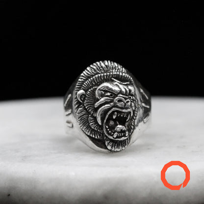 GORILLA TRADITIONAL TATTOO Handmade Silver Ring