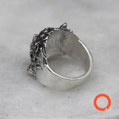 OKINAWA LION with Open Mouth Handmade Silver Ring