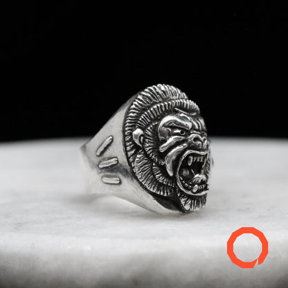 GORILLA TRADITIONAL TATTOO Handmade Silver Ring