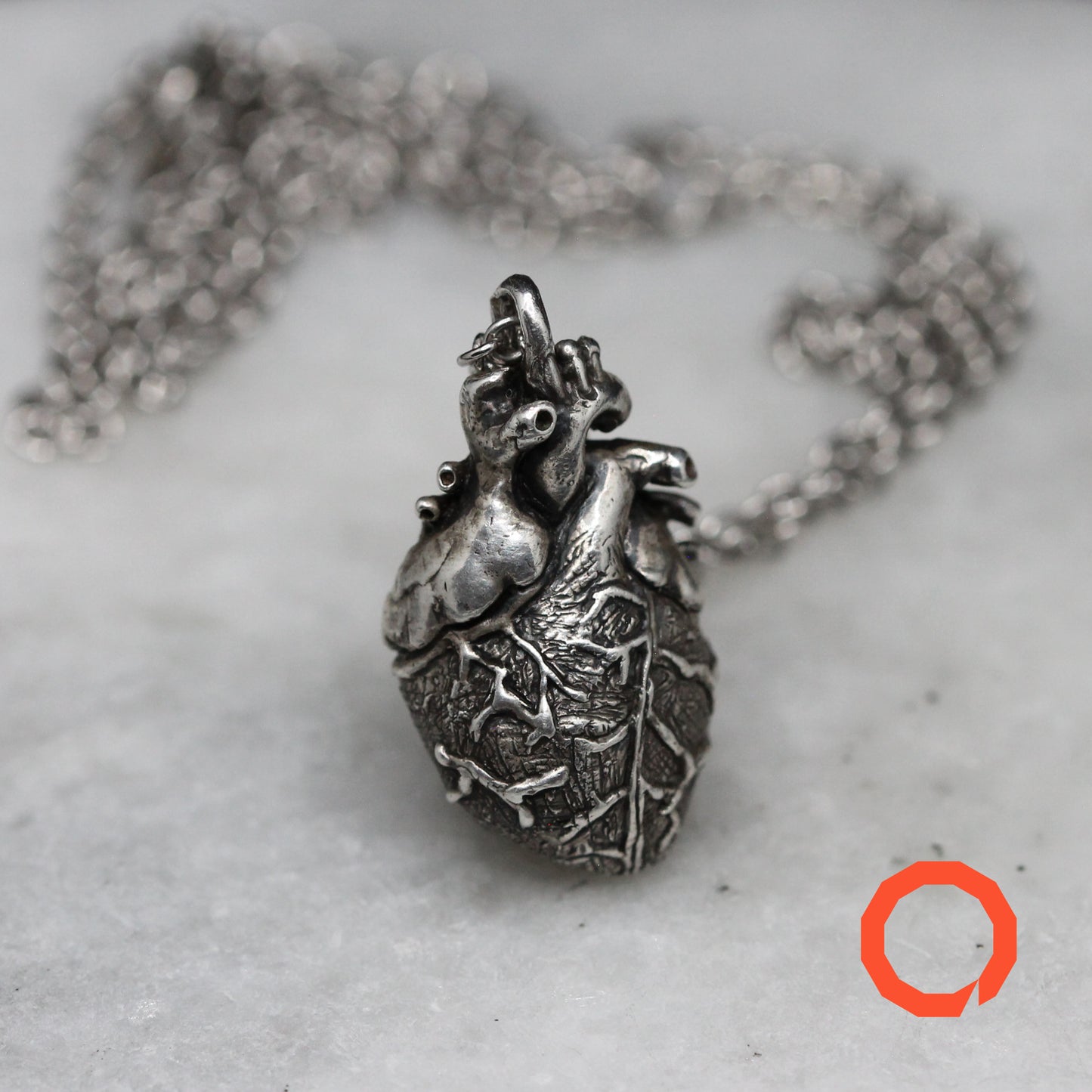 ANATOMICAL HEART Handmade Silver Pendant