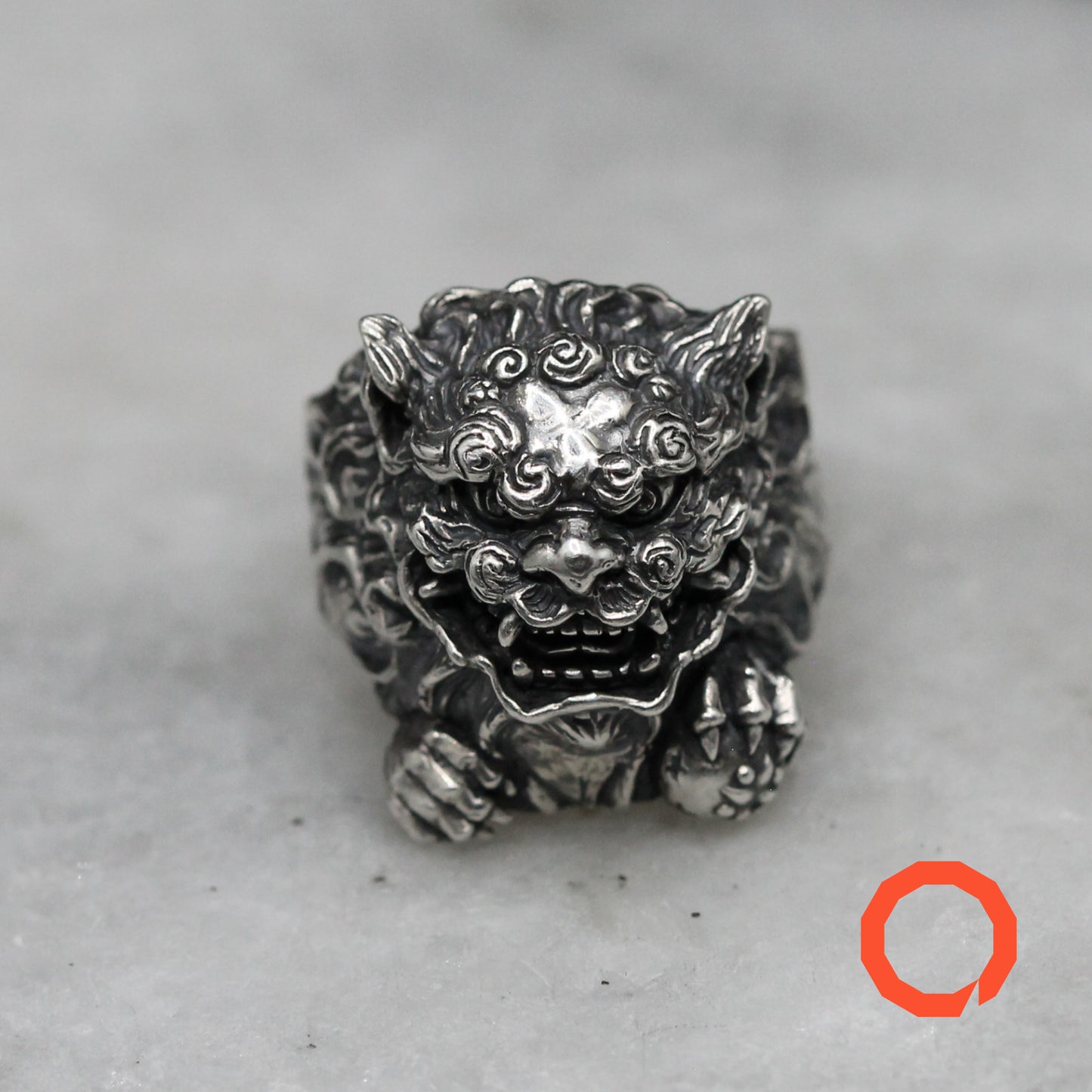 OKINAWA LION with Open Mouth Handmade Silver Ring