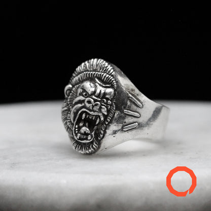 GORILLA TRADITIONAL TATTOO Handmade Silver Ring