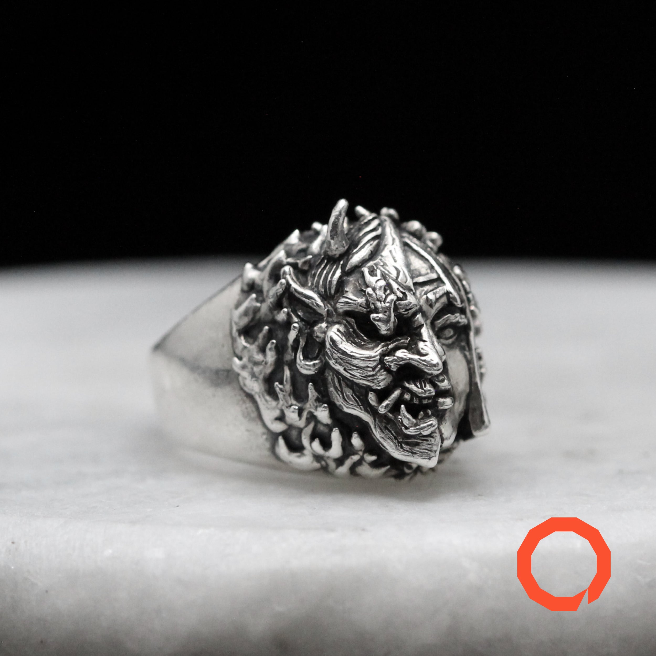 Anello Demone Ragazza/Hannya – Yokai di ispirazione giapponese fatto a mano in argento Sterling 925
