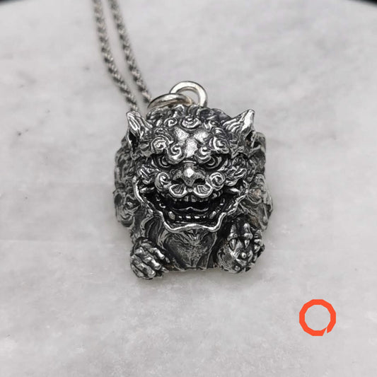 SHISA OKINAWA LION / FU DOG Handmade Silver Pendant